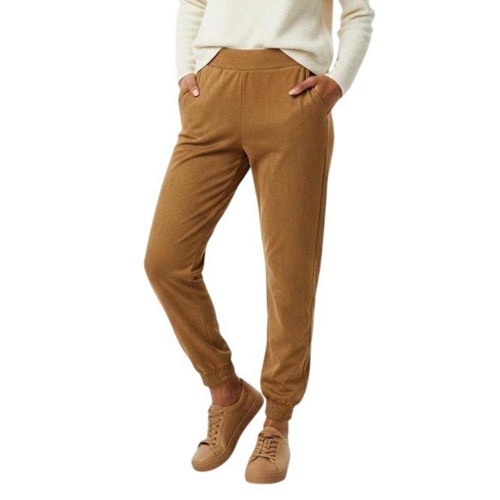 Soft Surroundings Faux Suede Jogger Pull On‎ Pants Brown PS Petite Casual Chic